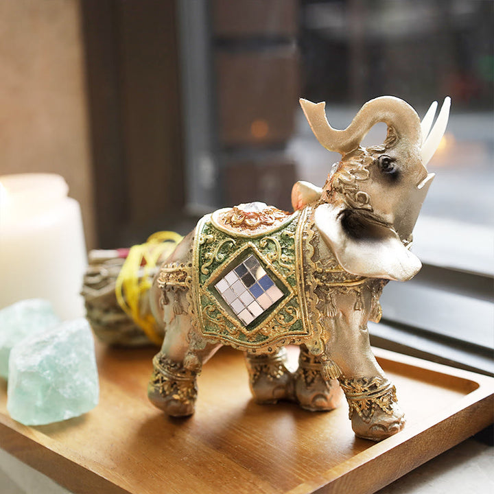 Buddha Stones Fortunato Feng Shui Elefante Verde Statua Scultura Ricchezza Figurina Regalo Decorazione Casa