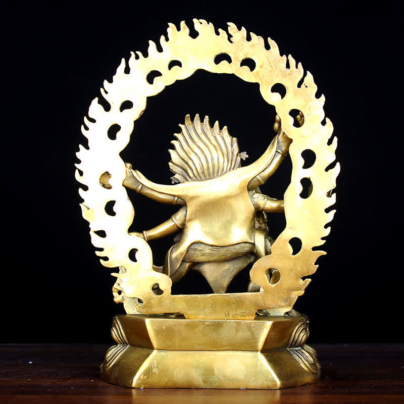 Tibet Mahakala Bodhisattva Figurina Compassione Statua in Rame Decorazione