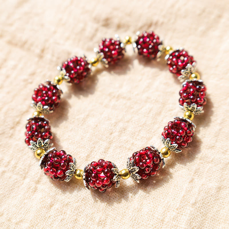 Braccialetto curativo in granato naturale Buddha Stones
