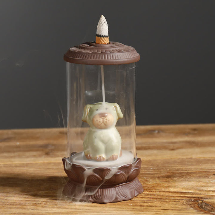 Meditazione Wukong Monkey King Argilla Viola Parabrezza Loto Fontana di Fumo a Riflusso Bruciatore di Incenso Decorazione