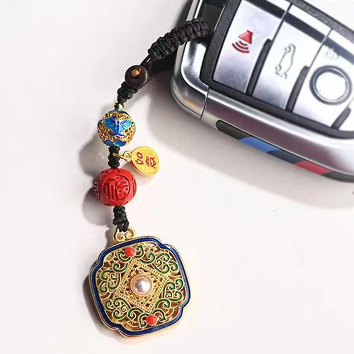 Portachiavi con ciondolo a forma Buddha Stones Fu Character Blessing Ruyi