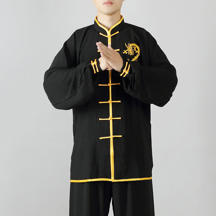 Buddha Stones Drago Ricamato Qi Gong Zen Pratica Spirituale Meditazione Preghiera Uniforme Unisex Abbigliamento Set - image 7