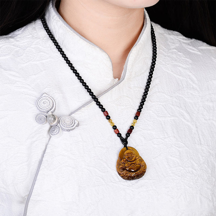Collana di benedizione del Buddha che ride con occhio di tigre Buddha Stones del Buddha - image 6
