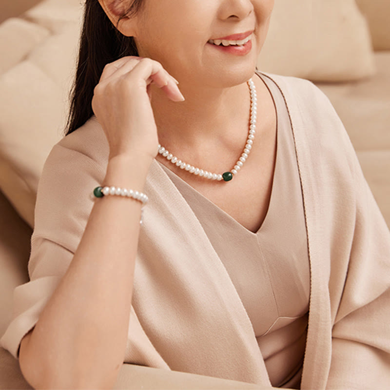 Buddha Stones 925 Sterling Silver Perla naturale Giada Hetian Acquamarina Saggezza Sincerità Collana Ciondolo Bracciale - image 6