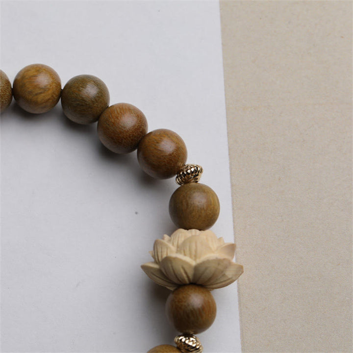 Braccialetto rilassante Buddha Stones Sandalo verde Bosso Loto