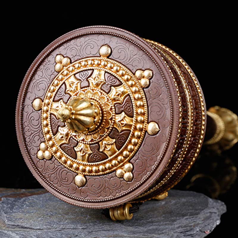 Ruota di preghiera tibetana Sei parole vere Decorazione in rame con bilanciamento - image 1