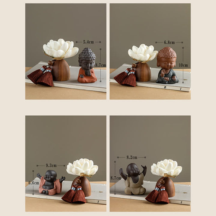 Decorazione di cura calma con fiore di Buddha in legno di pesca nera