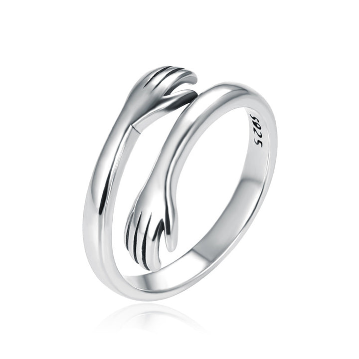 Anello per il pollice con abbraccio d'amore in argento sterling 925 Buddha Stones