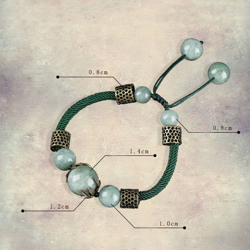 Braccialetto di perline di giada fortunata con corda verde fatto a mano Buddha Stones