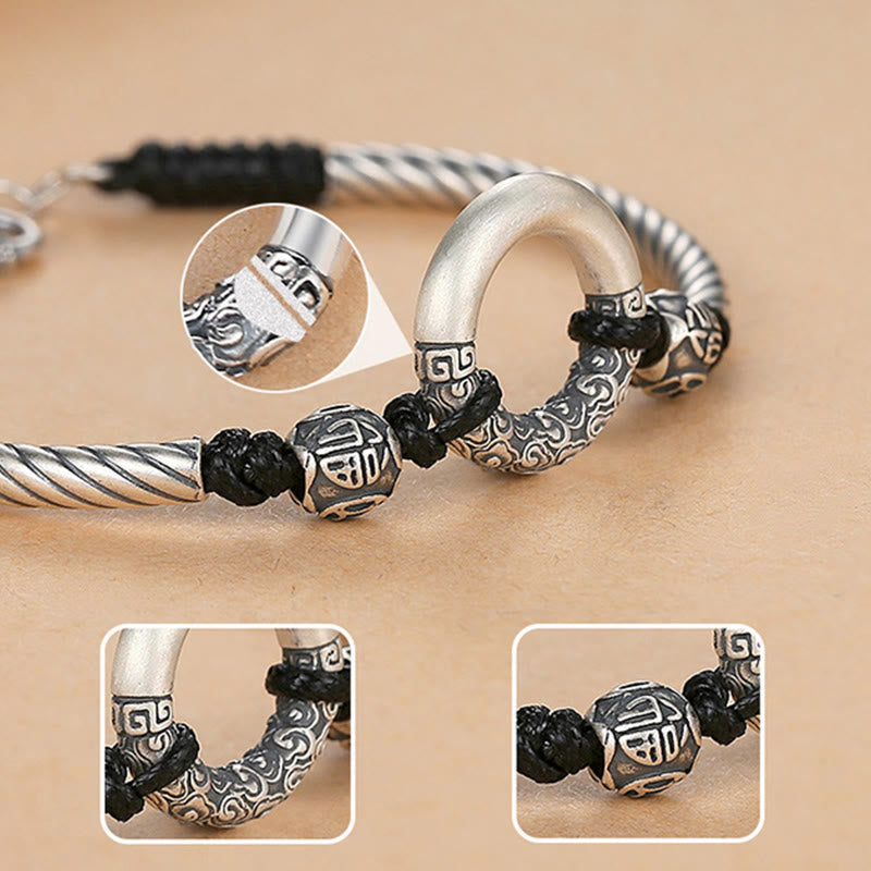 Braccialetto Buddha Stones 999 Sterling Silver Fu Character Peace Buckle Copper Coin Nuvole di Buon Auspicio Fortuna