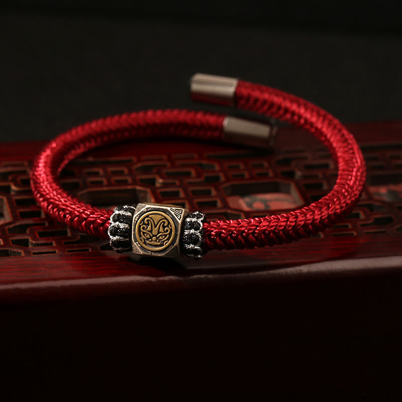 Bracciale Buddha Stones in argento sterling 925 con nodo perfetto e nodo King Kong, fede e forza