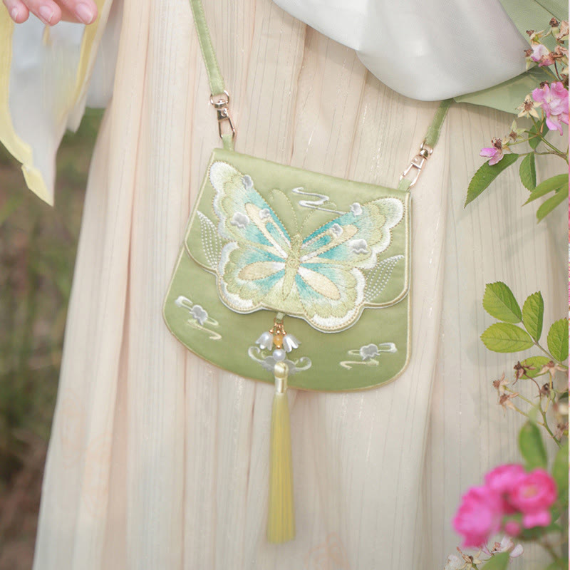 Buddha Stones Fortuna Ricamo Loto Koi Pesce Coniglio Fiore Borsa Hanfu Borsa a Tracolla Borsa a Tracolla
