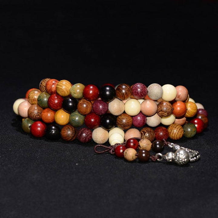 Buddha Stones 108 Perle Wenge Legno Mala Benedizione Meditazione Bracciale - image 5