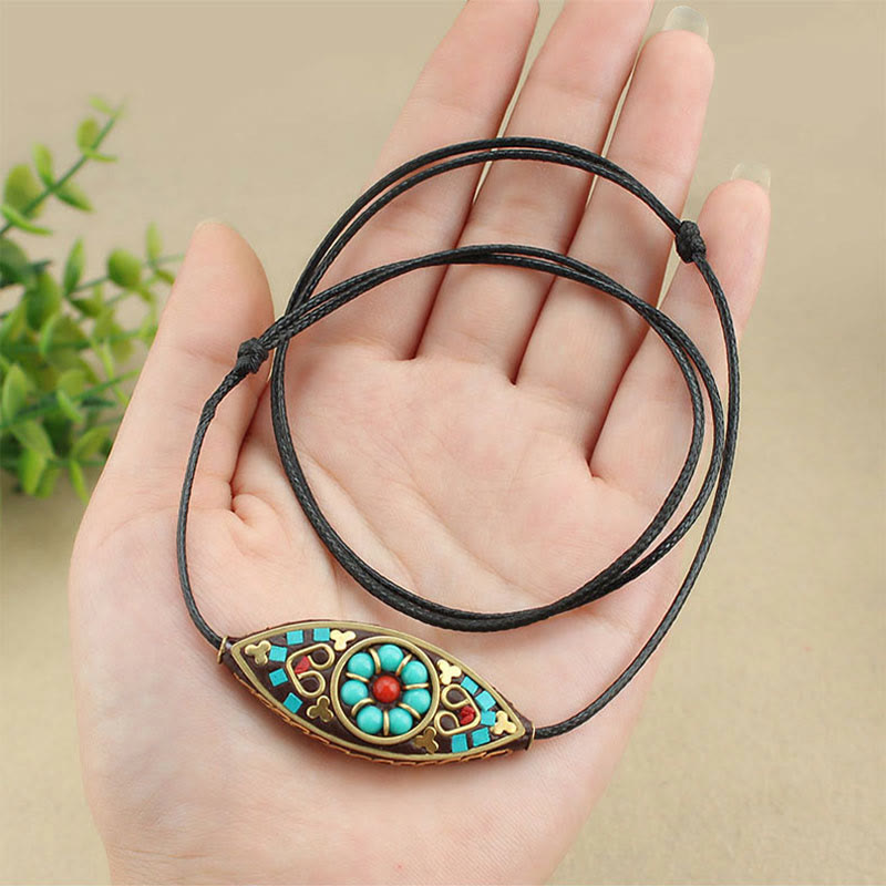 Buddha Stones con perline di turchese del Tibet, motivo marquise, protezione e forza