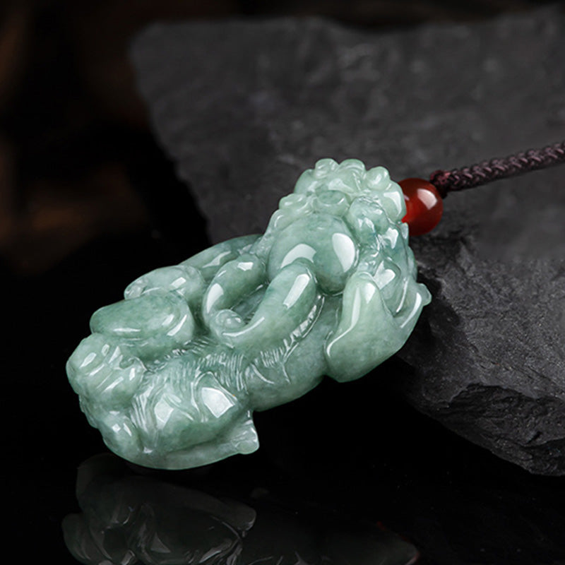 Collana con ciondolo in corda di giada PiXiu con Buddha Stones e fortuna - image 6