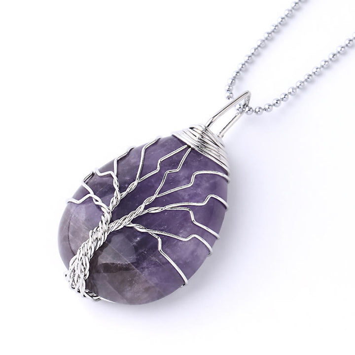 Buddha Stones Cristallo di quarzo naturale Albero della vita Collana con ciondolo energetico curativo