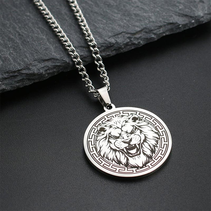 Collana con ciondolo di protezione in acciaio al titanio con Buddha Stones