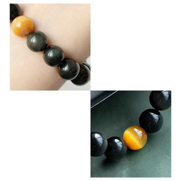 Braccialetto Buddha Stones Natural Rainbow Obsidian Tiger Eye Positive Love