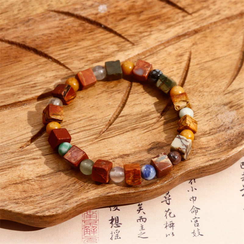 Braccialetto di protezione in pietra naturale Buddha Stones Sea Sediment Jasper Agate