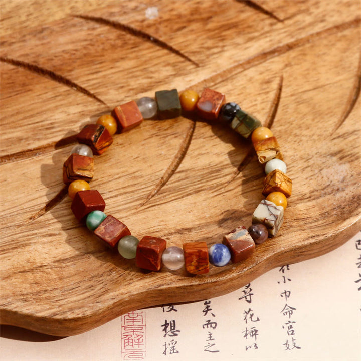 Braccialetto di protezione in pietra naturale Buddha Stones Sea Sediment Jasper Agate