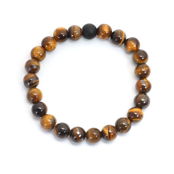 Braccialetto di protezione con nappa in occhio di tigre Buddha Stones, 108 perline Mala