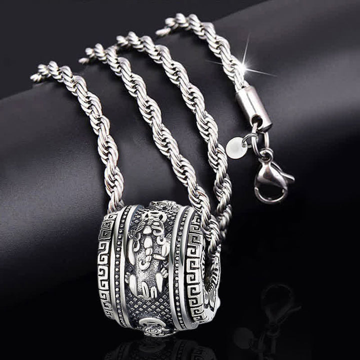 Buddha Stones PiXiu Luck Wealth Collana girevole con ciondolo - Ciondolo e catena intrecciata - image 7