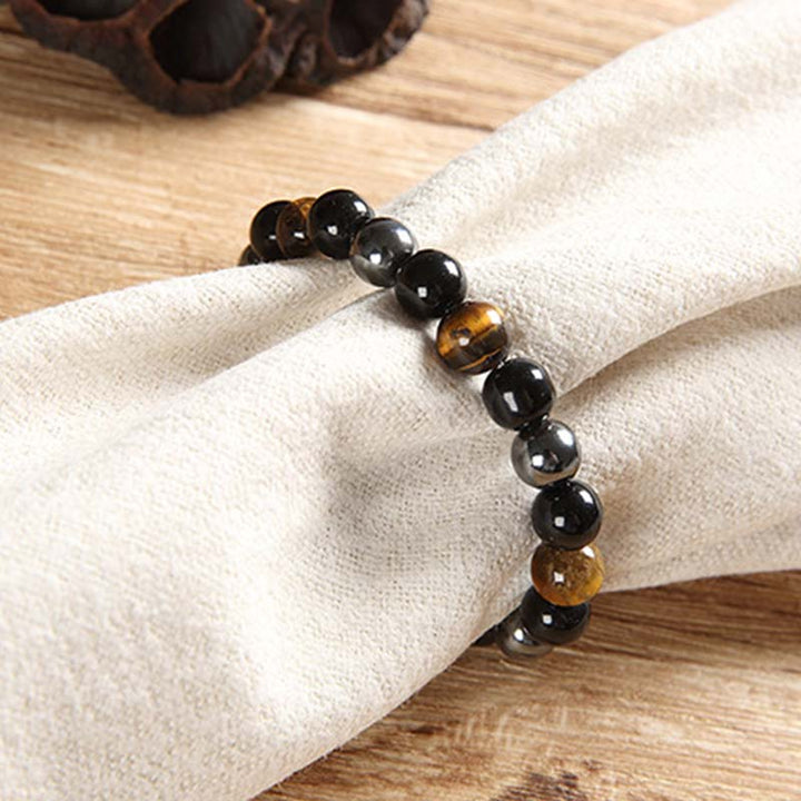 Set di bracciali e collane con occhio di tigre tibetano Buddha Stones