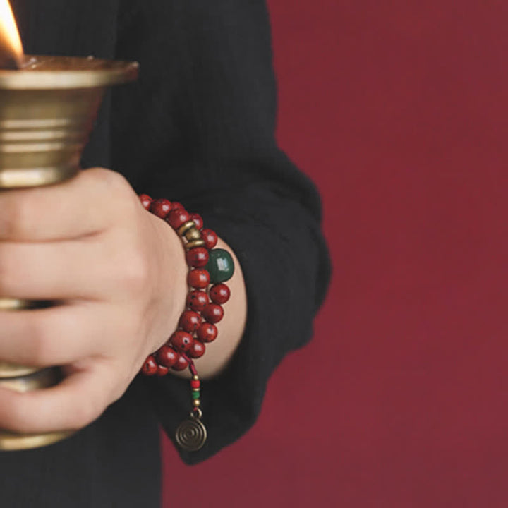 Braccialetto Bodhi Seed Cyan Jade Copper Peace Luck