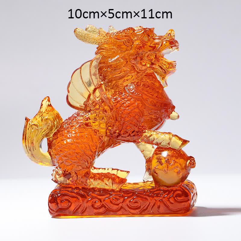 Feng Shui Kirin Fatto a mano Liuli Cristallo Arte Pezzo Fortuna Casa Ufficio Decorazione