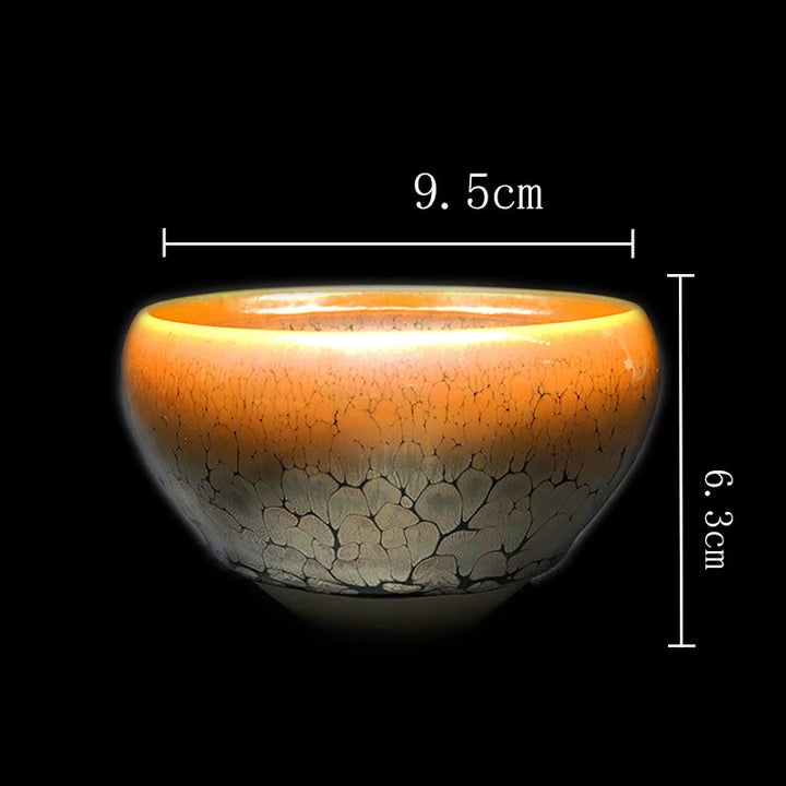 Tazza da tè in ceramica cinese Jianzhan con motivo a pois dorati Buddha Stones Kung Fu Tea Cup Bowl con scatola regalo