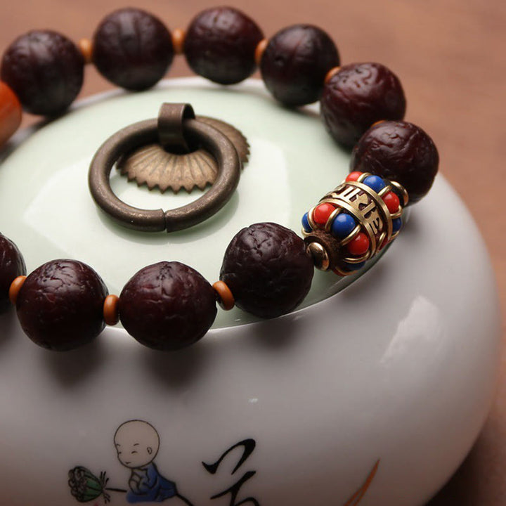 Buddha Stones Tibetano Bodhi Seme Agata Perlina Fortuna Ricchezza Nappa Ciondolo Polso Mala