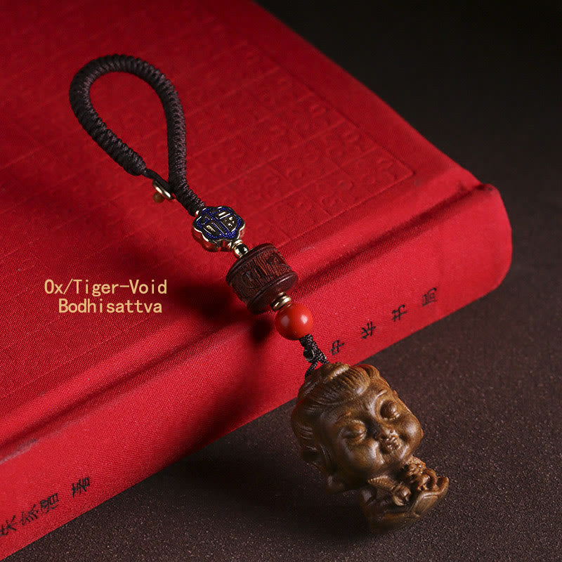 Zodiaco cinese Buddha natale Sandalo verde Om Mani Padme Hum Portachiavi della pace
