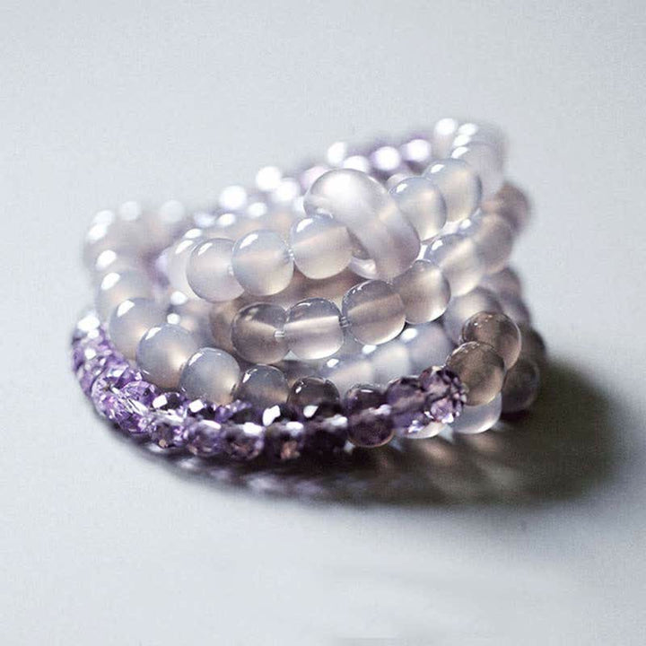 Braccialetto di guarigione con cristallo di ametista naturale e meditazione