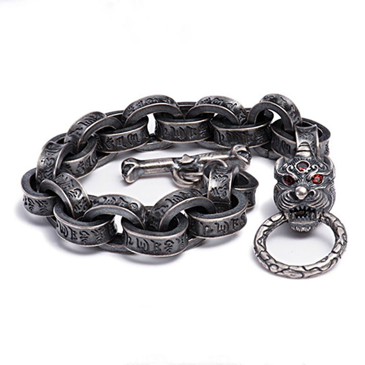 Buddha Stones 925 Sterling Silver Drago Kirin Om Mani Padme Hum Successo Forza Bracciale Bangle