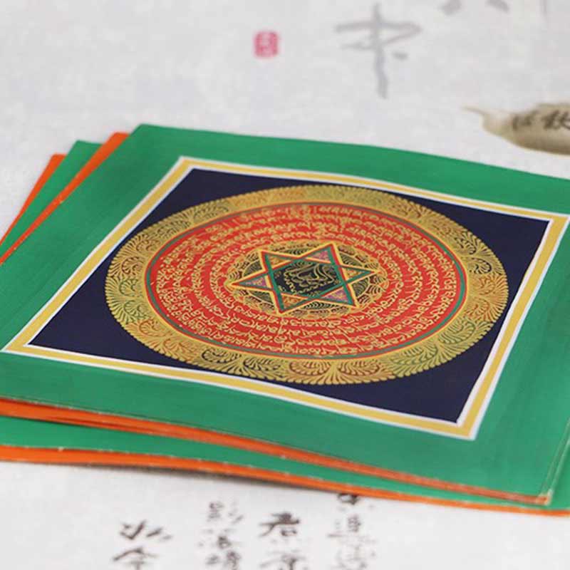 Dipinto Thangka tibetano fatto a mano, benedizione spirituale, scatola cieca, motivo a colori casuali