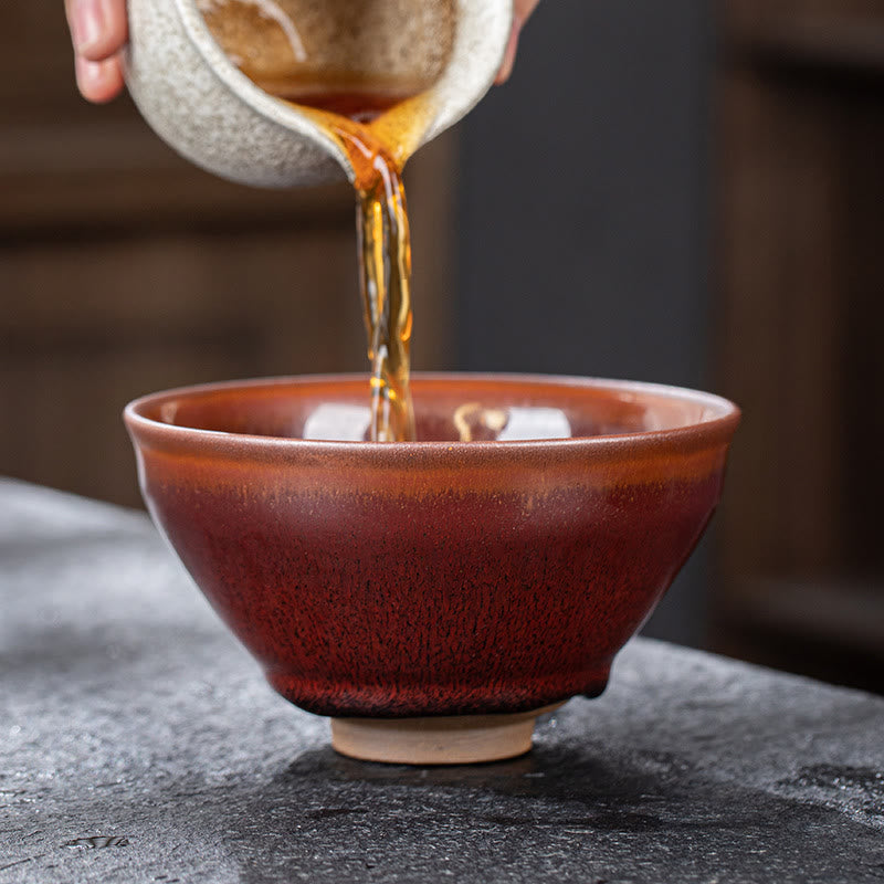 Tazza da tè in porcellana cinese Jianzhan vintage rosso marrone Buddha Stones Kung Fu Tea Cup