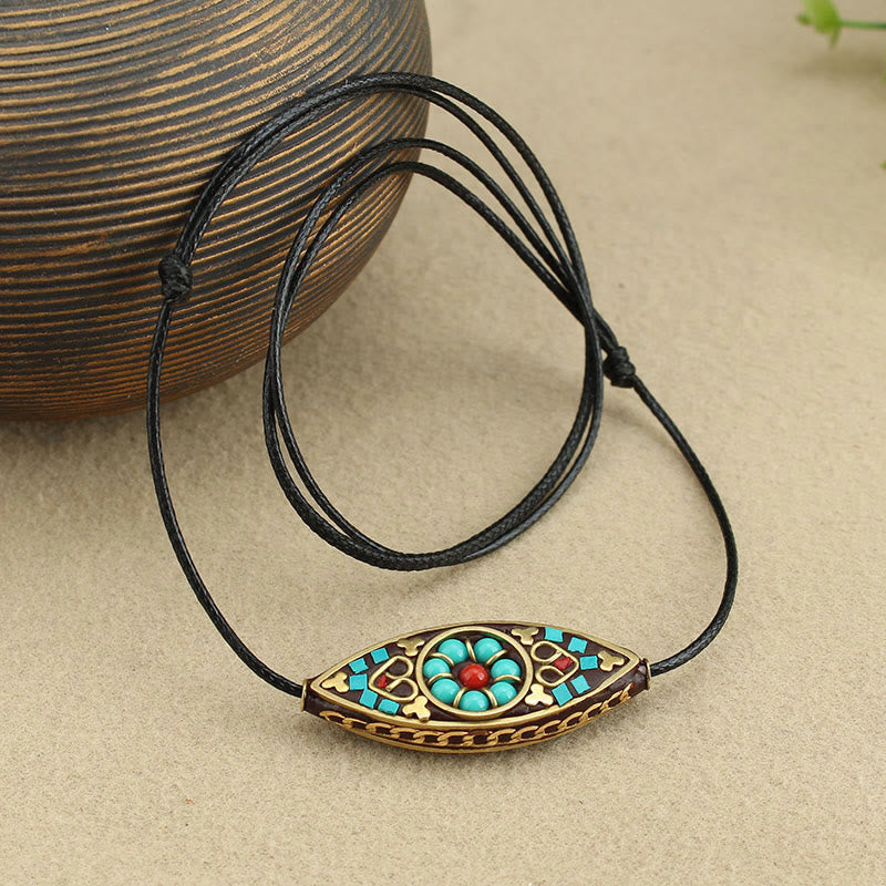 Buddha Stones con perline di turchese del Tibet, motivo marquise, protezione e forza
