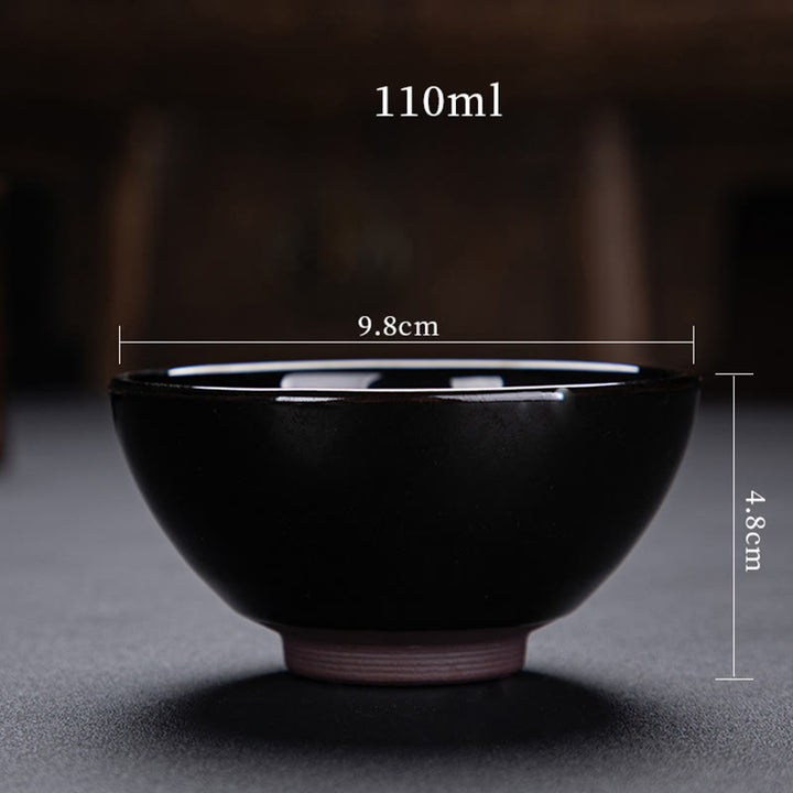 Buddha Stones Foglia d'acero dorata Tazza da tè cinese Jianzhan in ceramica Tazza da tè Tenmoku Kung Fu