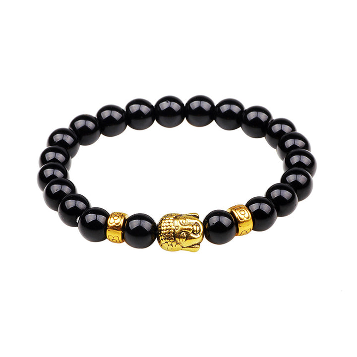 Bracciale Buddha Stones Onice Nero Naturale Fortuna