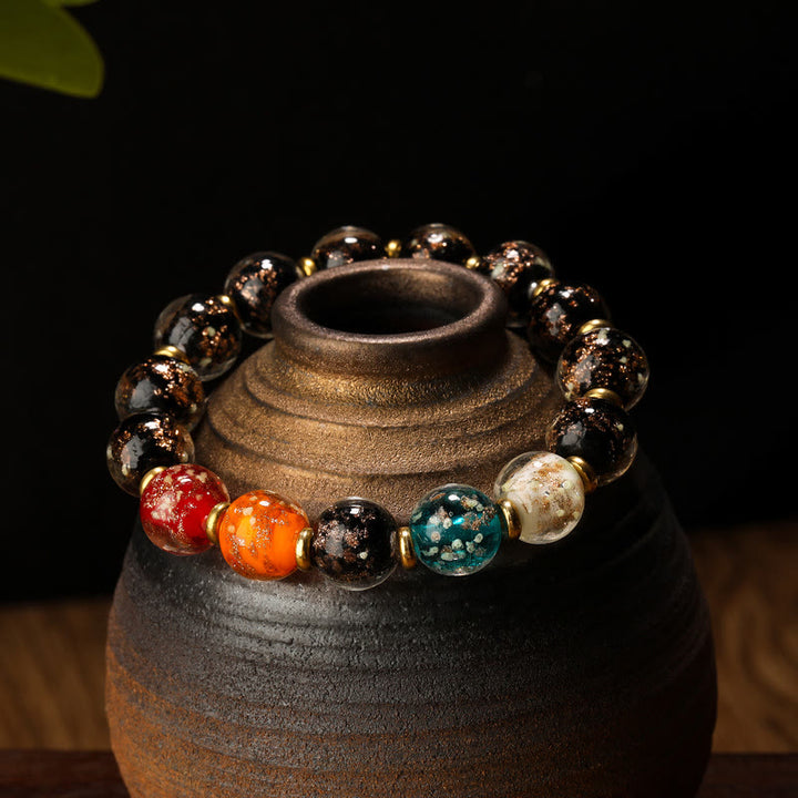 Braccialetto fluorescente con perline di vetro luminoso Liuli Buddha Stones