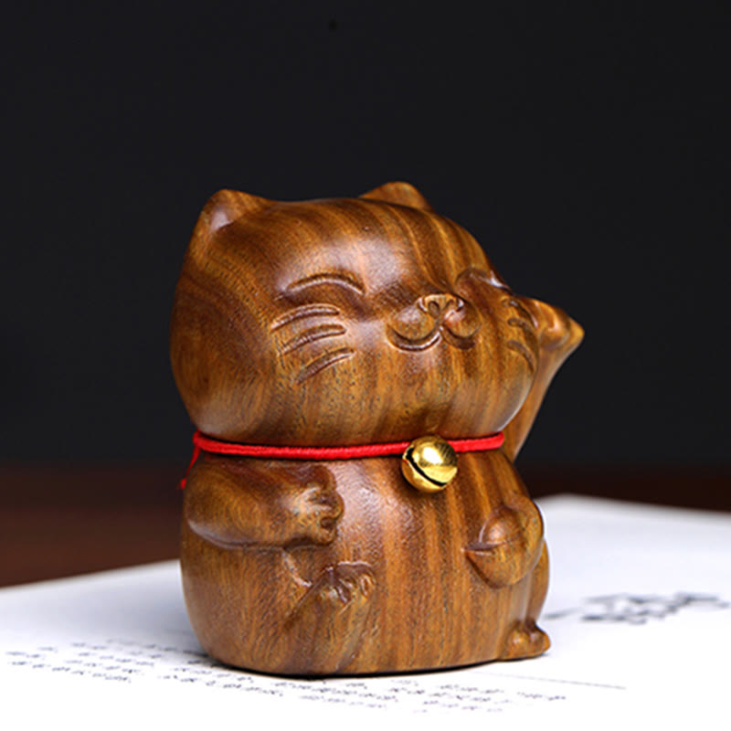 Buddha Stones Sandalo verde Piccolo Mini Carino Gatto Fortunato Pace Decorazioni - image 10