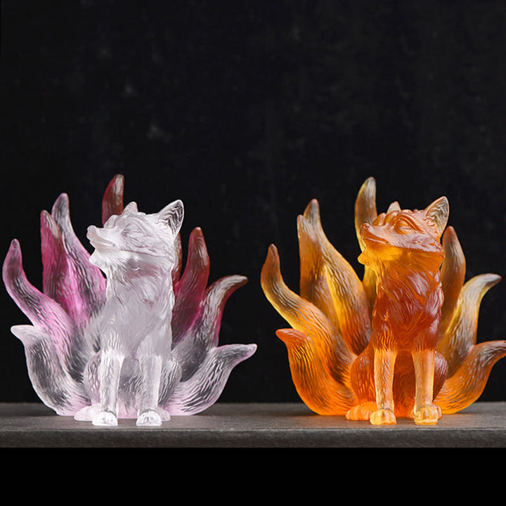 Buddha Stones Piccola Volpe a nove code Successo Forza Casa Figurina Decorazione