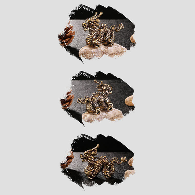 Buddha Stones Anno del Drago Piccolo Drago di Ottone di Buon Auspicio Fortuna Successo Decorazione della Casa - image 9