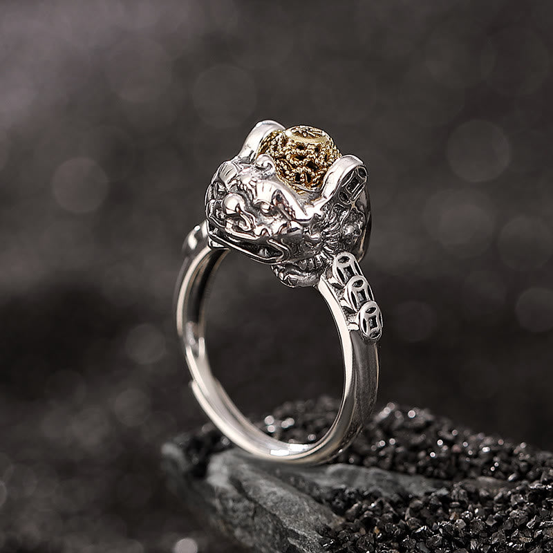 Anello regolabile con moneta di rame PiXiu in argento sterling 925 Buddha Stones