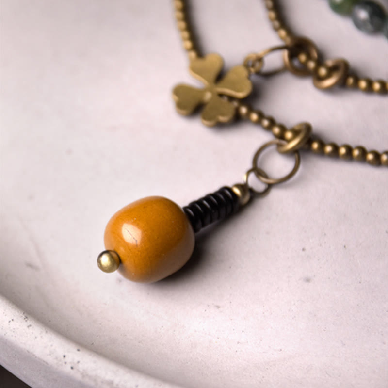 Bracciale multistrato in rame e agata muschiata Buddha Stones Lucky