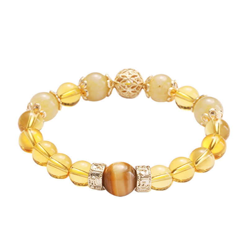 Braccialetto di perline di Buddha Stones Citrine Generosità Prosperità