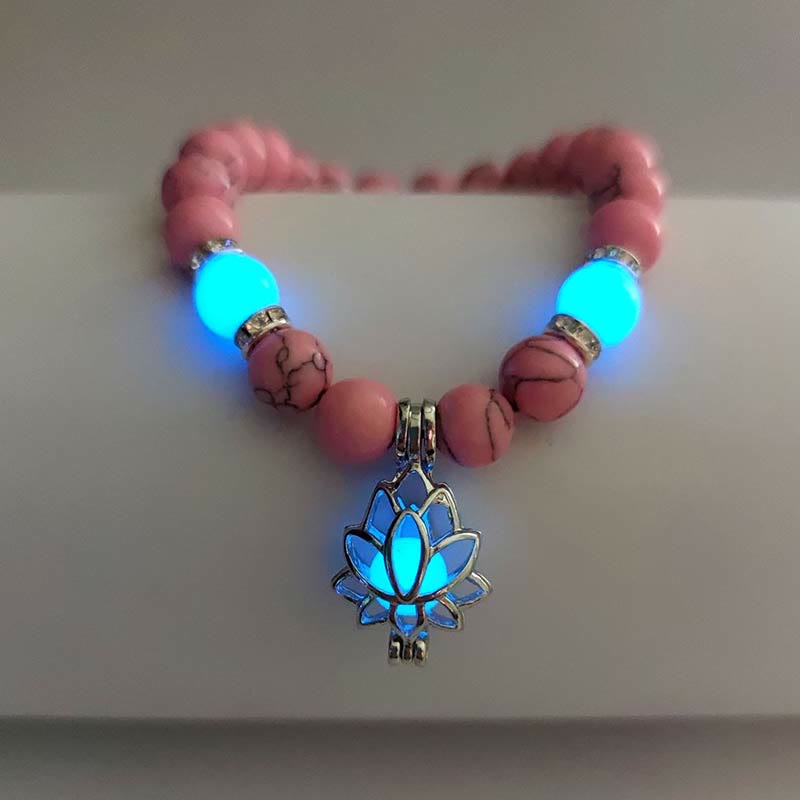 Braccialetto di protezione con perline luminose in pietra luminosa turchese tibetano Buddha Stones