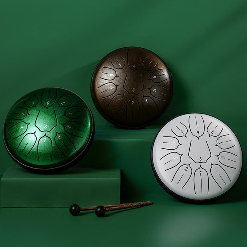Buddha Stones Steel Tongue Drum Sound Healing Meditazione Yoga Lotus Drum Kit 11 Note 6 Pollici