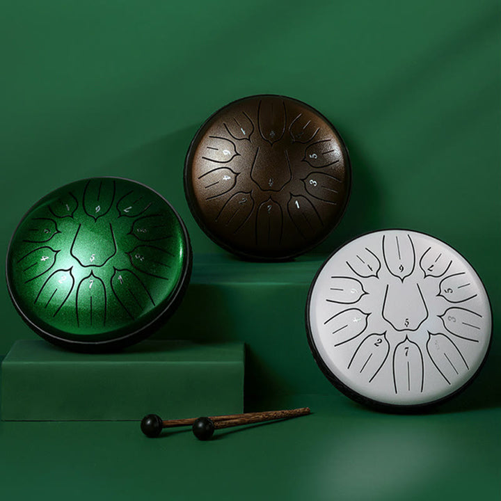 Buddha Stones Steel Tongue Drum Sound Healing Meditazione Yoga Lotus Drum Kit 11 Note 6 Pollici