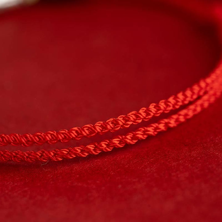 Buddha Stones 925 Sterling Silver Koi Fish Cinnabar Bead Wealth Braccialetto intrecciato artigianale Cavigliera - image 7